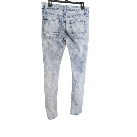 Hustle Skinny Super Stretch Distressed Denim Jeans Sz 34 - Picture 2 of 9